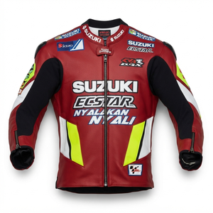 Men’s Zuzuki Cowhide Leather <b>Racing</b> <b>Jacket</b>/Chaqueta MotoCP Style CE Level 2 Armor Motorcycle Track Riding Protective Gear CE - Product Image 1