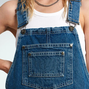 Mejor Proveedor: Mono Vaquero de Mujer con Rasgaduras y Efecto Desgastado, Elástico, Corte Regular, Cintura Media, 100% Algodón Ecológico, Ideal para Verano - Product Image 3