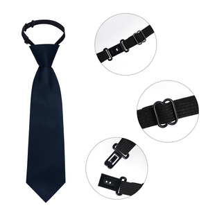 Adjustable Pre-Tied Necktie For <b>Boys</b> School Uniform <b>Black</b> Polyester Plain Weave <b>Tie</b> With Strap Buckle Closure - Product Image 4