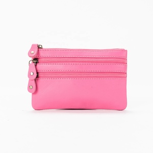 Unisex Genuine Cowhide Leather <b>Card</b> <b>Holder</b> <b>Wallet</b> with Malty Color Zipper Closure and Patchwork Design - Product Image 3