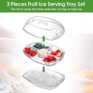 4-Compartment Fruit Ice Serving <b>Tray</b> Chilled Veggie <b>Tray</b> Shrimp Cocktail Dish Appetizer Party Platter Cold Food <b>Buffet</b> Server 3 - Product Image 3
