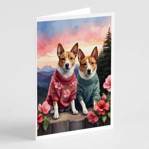 Basenji Two Hearts A7 Tarjetas de felicitación Paquete de 8 tarjetas de notas en blanco caprichosas con sobres Tamaño 5x7 - Product Image 1