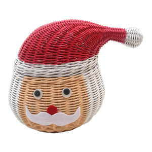 Figurine de Père Noël en rotin, directement de l'usine, avec chapeau rouge et barbe blanche, pour décorations de Noël. - Product Image 1