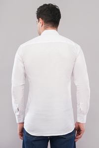 Chemise en coton à manches longues pour homme, coupe classique, blanche unie, décontractée, boutonnée, respirante, légère, pour l'été, col ouvert - Product Image 3