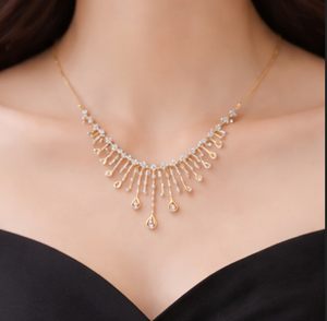 สร้อยคอจี้เพชรทรงหยดน้ำสามเม็ดประดับด้วยทองคำขาว 14K หรูหรา ดีไซน์สวยงาม เหมาะสำหรับผู้หญิง เป็นของขวัญวันครบรอบหรือวันแต่งงาน - Product Image 4