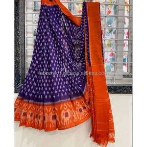 Linen Digital Print <b>Saree</b> Yellow and <b>Red</b> Party Wear - Product Image 5