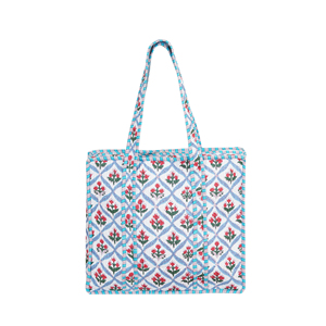 Bolso Tote de Algodón Acolchado Hecho a Mano, Resistente, con Estampado Floral en Blanco y Negro, Reversible, con Cremallera, para Verano y Otoño, para Compras - Product Image 4