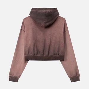 เสื้อสเวตเตอร์มีฮู้ดแบบครอปสำหรับผู้หญิง แขนยาว สีพื้น ผ้าถัก สวมใส่สบายๆ ในฤดูใบไม้ร่วง มีกระเป๋า - Product Image 4