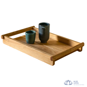 Bandeja de Servicio de Madera Ecológica Blue Lotus Farm, Plato de Servicio para Desayuno, Diseño Moderno, Forma Rectangular, para Hotel - Product Image 1
