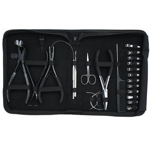 Salon Hair Extension Accessories Set Flat Crimping Plier Tap In Plier Microbead Remover Hair Loop Hook Threader Curved <b>Needles</b> - Product Image 5