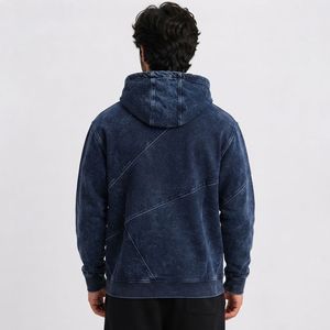 Sweat-shirt à capuche pour homme WASHED, couleur unie, en molleton de coton, logo brodé, style décontracté, coupe classique, pour l'automne - Product Image 5