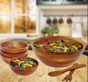 Tazón Redondo de Madera para Ensaladas, Hecho a Mano, Vajilla Natural para Servir y Mostrar Ensaladas al Mejor Precio - Product Image 3