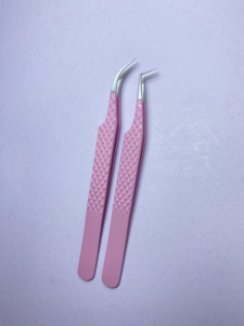 Pince à cils en acier inoxydable de haute qualité, en forme de L, à 90 degrés, anti-magnétique, pointe en fibre pour volume, pointe lisse pour cils - Product Image 6