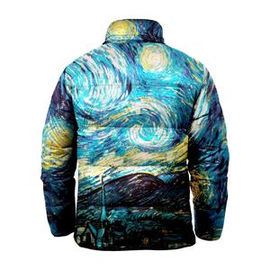 Men's Gradient Color Puffer Jacket Windproof Breathable <b>Winter</b> <b>Coat</b> <b>Hooded</b> Zipper Closure Streetwear Style Standard Polyester - Product Image 2