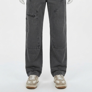 Pantalones Cargo de Mezclilla Lavada, Corte Ancho, Estilo Urbano, con Bolsillos, para Hombre - Product Image 4