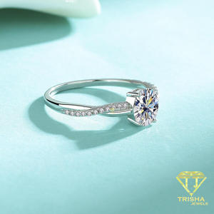 Elegant Round Cut Moissanite Engagement <b>Ring</b> <b>925</b> Sterling <b>Silver</b> Curved Band Bridal Jewelry Classic Wedding Gift For Women - Product Image 5