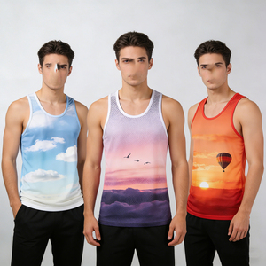 Custom Men Lightweight Tank Top Polyester Sublimation Print Running Fitness Sleeveless Gym Vest OEM Bulk - Product Image 6
