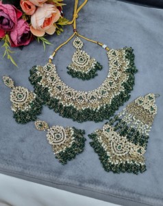 Heavy Choker Necklace With Earrings & Mang Tika Traditional Bridal <b>Wedding</b> <b>Accessories</b> Set for Women Ethnic Jewellery Wholesaler - Product Image 1