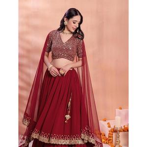 Lovely Maroon Sequins Georgette Designer Lehenga Choli Avec Dupatta - Product Image 5