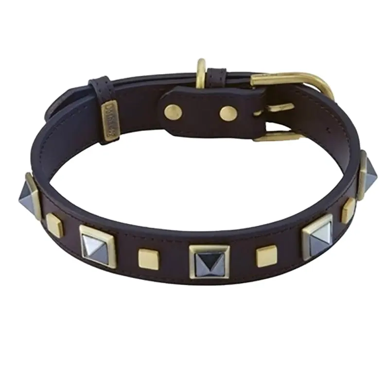 Black beaded belt dog collar customized amazing classical leather dog collars decorative