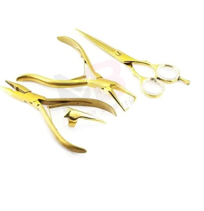 Handtied Stainless Steel Hair Extension Tool <b>Kit</b> with Black Matte <b>Beads</b> Pulling Loop Hook Weft Extension Pliers <b>Kit</b> - Product Image 2