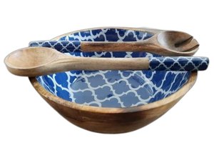 Wooden Serving <b>Bowl</b> With <b>Server</b> Set / Food safe enameled <b>salad</b> <b>bowl</b> <b>and</b> <b>server</b> set - Product Image 2