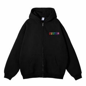 Oversized <b>Hooded</b> <b>Zip</b>-Up Fleece Sweatshirt Men's Casual Autumn Wear Rainbow Custom Logo Front Polyester/Cotton Knitted Digital - Product Image 1