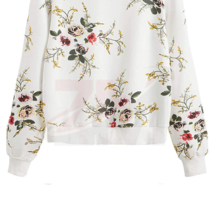 Sweat-shirt tricoté à imprimé floral pour femme, col rond, manches longues, pull décontracté respirant, vêtements de printemps - Product Image 4