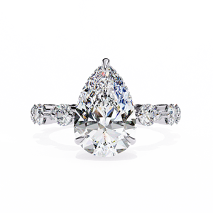 Women's Diamond Engagement Ring Pear Shaped Solitaire Wedding Ring 4.40 CTW Lab Grown IGI Certified Eternity Band 14K Solid Gold - Product Image 4
