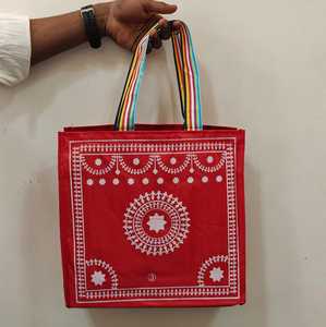 Bolsa Tradicional India de Yute Estampada con Asa, Bolsa de Compras Thamboolam, Regalo Festivo para Bodas, Recuerdo de Inauguración de Casa - Product Image 2