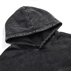 Sudadera con capucha de mezcla de algodón de la mejor calidad, personalizable con pedrería, para hombre, corte holgado, con cremallera, efecto desgastado, de tela gruesa, personalizada. - Product Image 2