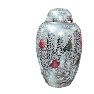 Silver Butterfly <b>Keepsake</b> Metal Urn Human <b>Ashes</b> Eco-Friendly Durable Design High Gloss Finish American Style 200 Cubic Inch - Product Image 1