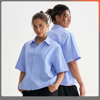 T-shirt d'été personnalisé avec logo, col montant boutonné, manches courtes, chemise de travail formelle pour homme, 100 % coton, coupe oversize