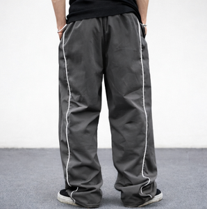 Custom Breathable Oxford Fabric Eco-Friendly <b>Nylon</b> Track Pants Men Streetwear Loose Fit <b>Jogger</b> Pants Multi-Pocket Side Piping - Product Image 2