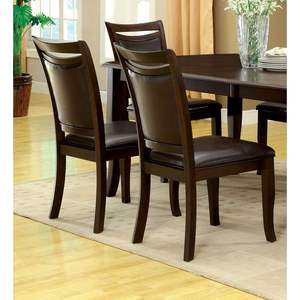 Set Dark Cherry / Espresso di 2 sedie laterali della sala da pranzo di transizione imbottite seduta in similpelle con Design di transizione - Product Image 5