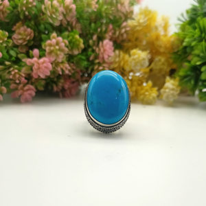 Anillo Clásico de Plata de Ley 925 con Piedra Preciosa, Turquesa Natural Sleeping Beauty con Engaste de Bisel, Estilo Vintage - Product Image 2