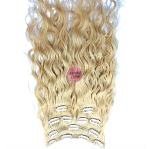 Extensiones de Cabello Humano Remy Indio Rubio 613 Rizado Decolorado con Clip y Doble Trama a Máquina - Product Image 5