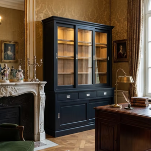 Large Wagon Cabinet Professional-Grade Oak Wood Veneer Modern Durable Eco-Friendly Showcase Triple Sliding Doors for Boutique - Product Image 3