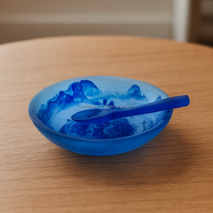 Ensaladera de resina blanca hecha a mano con cuchara y tenedor a juego, vajilla de cocina minimalista moderna - Product Image 2