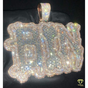 Luxury " RR " Letter Pendant Hip Hop Moissanite Diamond Necklace Custom Initial Bling Jewelry Gift - Product Image 2