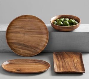 Plateau en bois d'acacia pour hôtel, élégant plateau de service, vaisselle en bois faite à la main, cuisine, restauration, hôtellerie, banquets, événements - Product Image 5