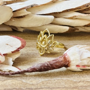 Luxury Boho Brass Lotus <b>Rings</b> 18K Gold Plated Floral <b>Statement</b> Cutout Wedding Gift <b>Rings</b> for Women Wholesale/OEM/ODM - Product Image 5