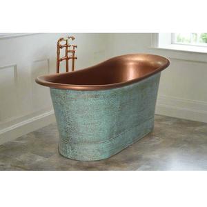อ่างอาบน้ำทองแดงแบบลอยตัวสีเขียวพาติน่าสุดหรู งานแฮนด์เมด ดีไซน์โบราณ ทนทาน เป็นมิตรกับสิ่งแวดล้อม รูปทรงวงรี สวยงาม เหมาะสำหรับโรงแรม - Product Image 1