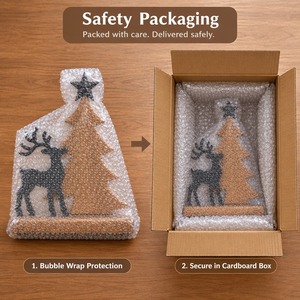 Wooden <b>Christmas</b> Tree Reindeer Gift <b>Box</b> Decor Rustic Holiday Tabletop Ornament Set Winter Theme Animal Design Laser Cut - Product Image 4