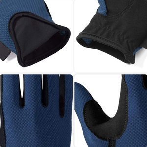 Gants d'équitation unisexes pour adultes de qualité supérieure, bleu marine, en maille respirante, tissu antidérapant, paume en spandex élastique - Product Image 4