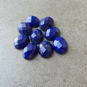 Pierre précieuse naturelle Lapis Lazuli, taille carrée, dos plat, ovale calibrée, qualité AAA+, pour bijoux - Product Image 2