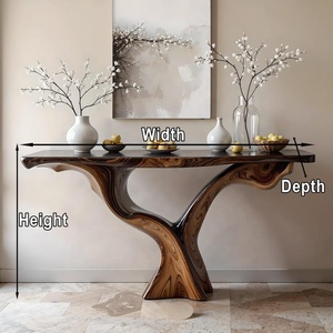 Table console moderne en bois massif naturel de type Monkey Pod, fabriquée au Vietnam, marque Luxali, pour salon. - Product Image 5