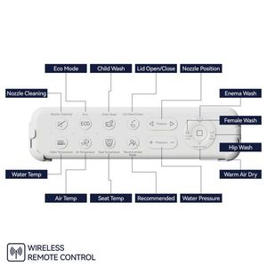 Sedile WC Bidet Intelligente con Manopola Laterale per Regolazione, Sedile Riscaldato, Temperatura e Pressione dell'Acqua, Uso Portatile - Product Image 5