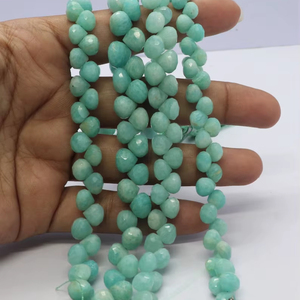 Perles d'Amazonite naturelle facettées en forme d'oignon 6-7 mm, perles de pierre précieuse d'Amazonite, 8 pouces, perles d'Amazonite facettées en forme d'oignon pour bijoux - Product Image 1