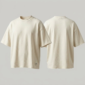 เสื้อยืดผ้าฝ้ายป่านทรงโอเวอร์ไซส์ปักลายแบบกำหนดเอง พร้อมโลโก้ส่วนตัว แขนสั้น สำหรับผู้ชายและผู้หญิง - Product Image 1